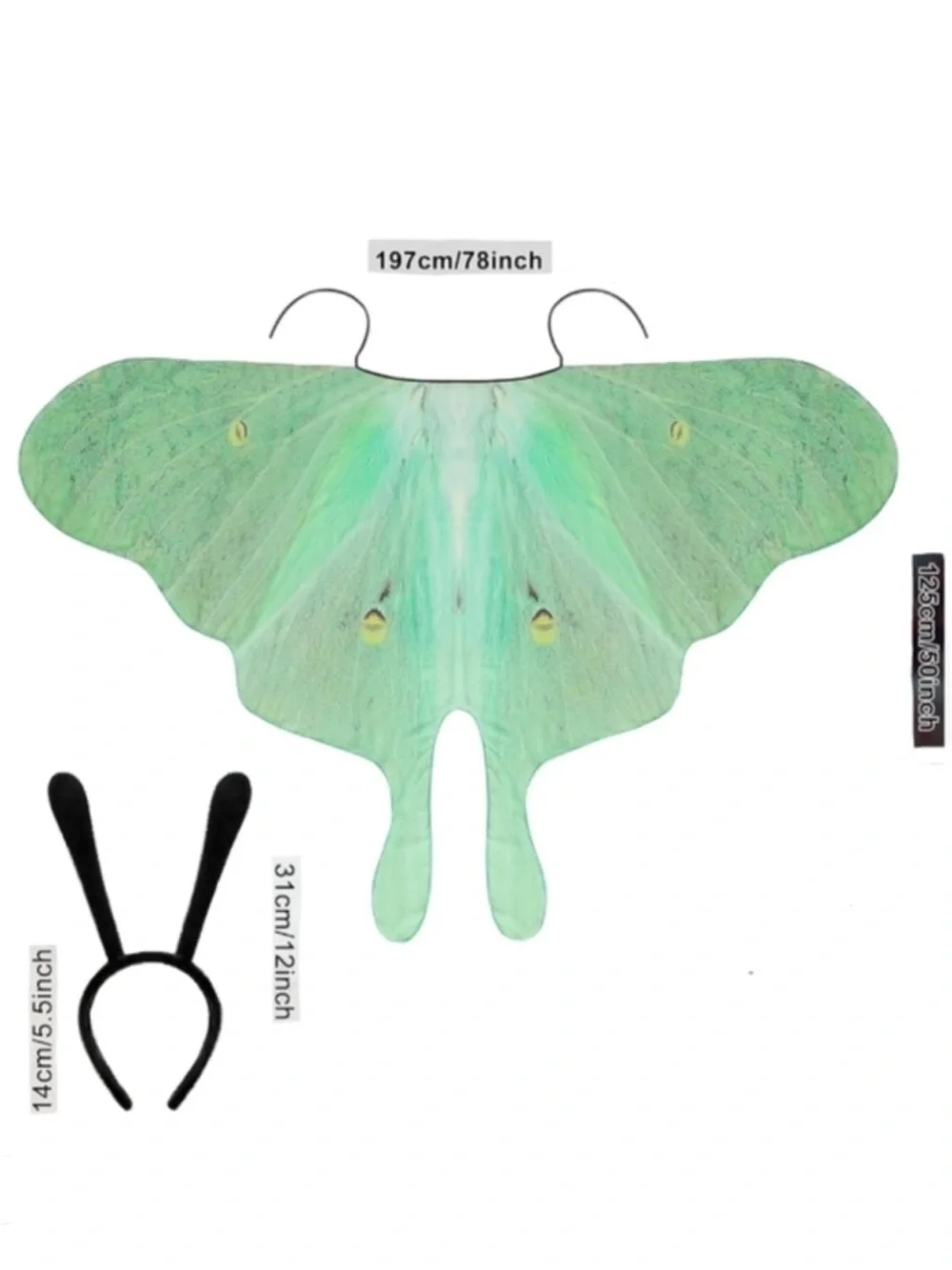 Mint Green Luna Moth Festival Butterfly Costume Set Fairy Wings Butterflies